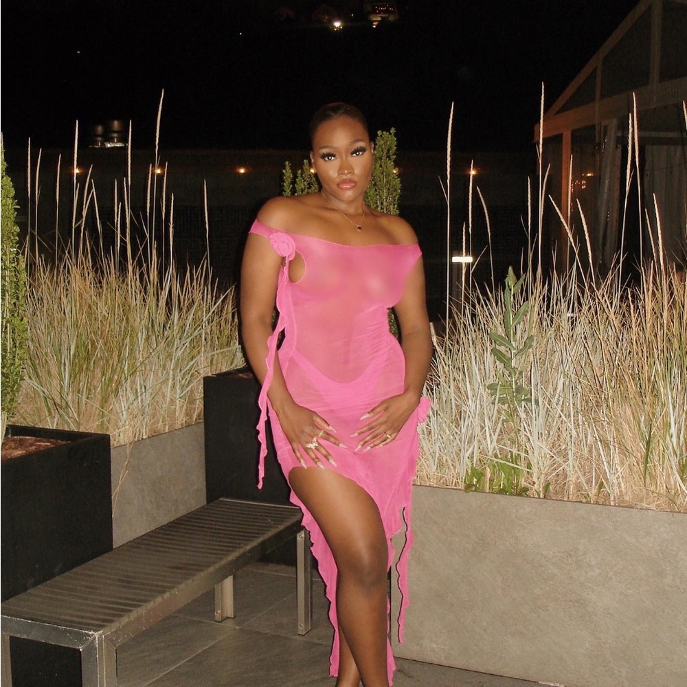 Very stretchy see through mesh dress,